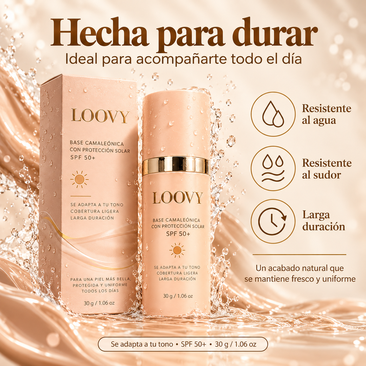 Loovy™ Base Camaleónica 4 en 1 con SPF 50+